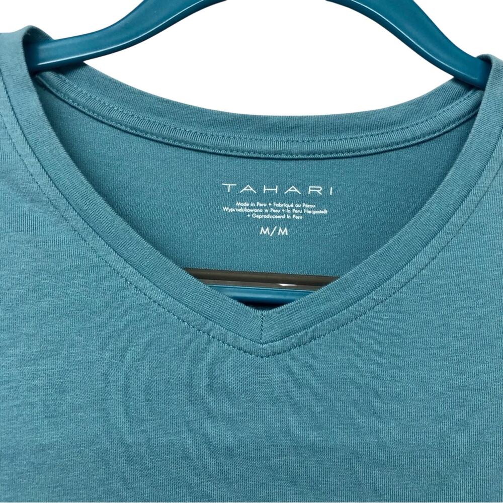 Tahari Mens Turquoise V Neck Short Sleeve T Shirt - Picture 4 of 16